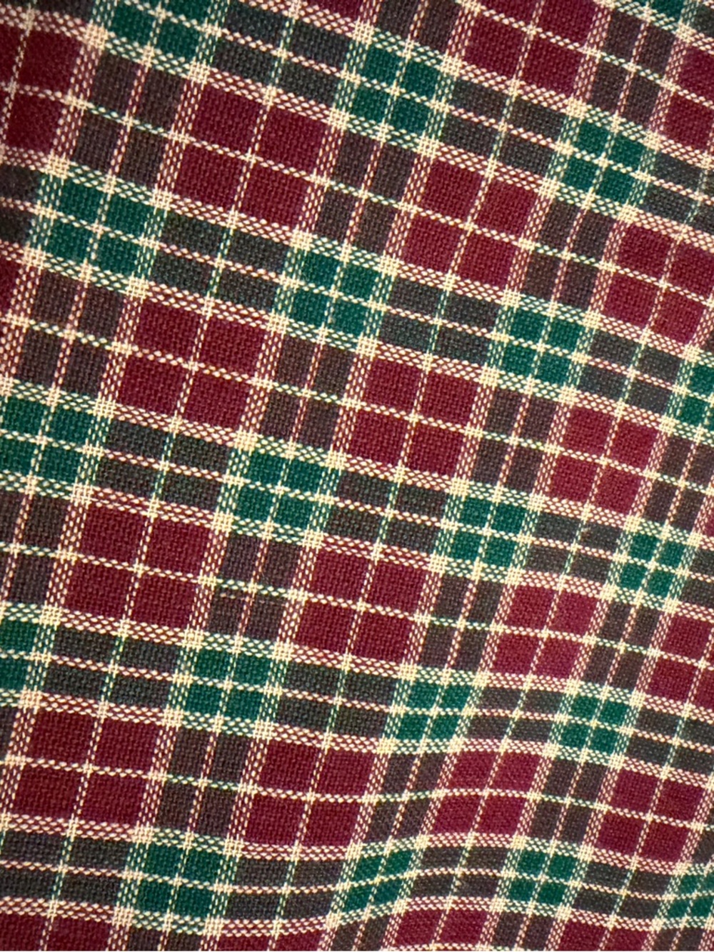 Vintage Green and Red Plaid Cotton Fabric